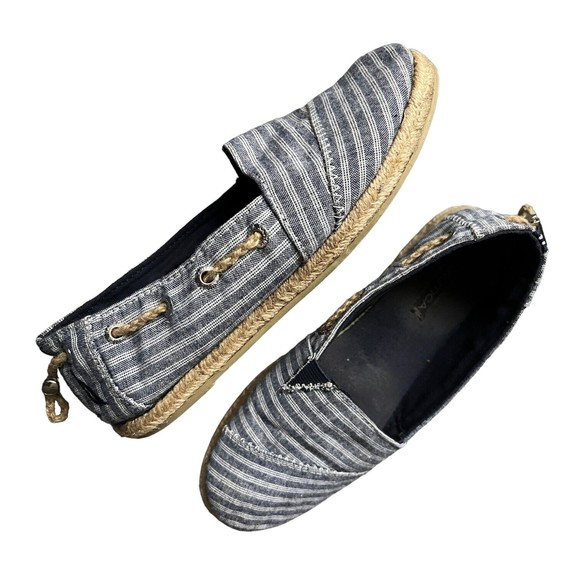 Nautica Rudder Blue Striped Canvas Slip-On Espadrille Flats Women's Size 6 Shoes - Picture 2 of 9